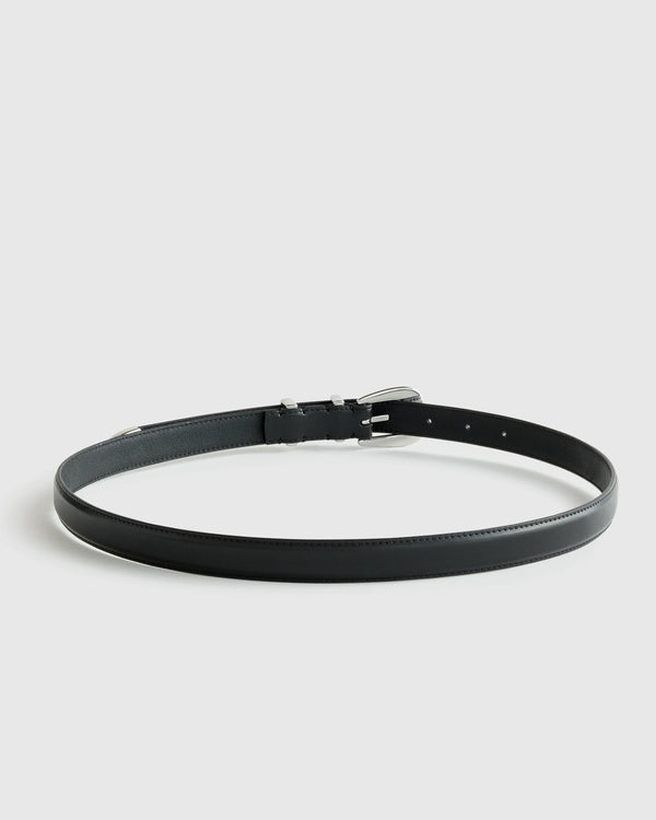 Lola European Leather Western Skinny Belt - XS / Black/Gold