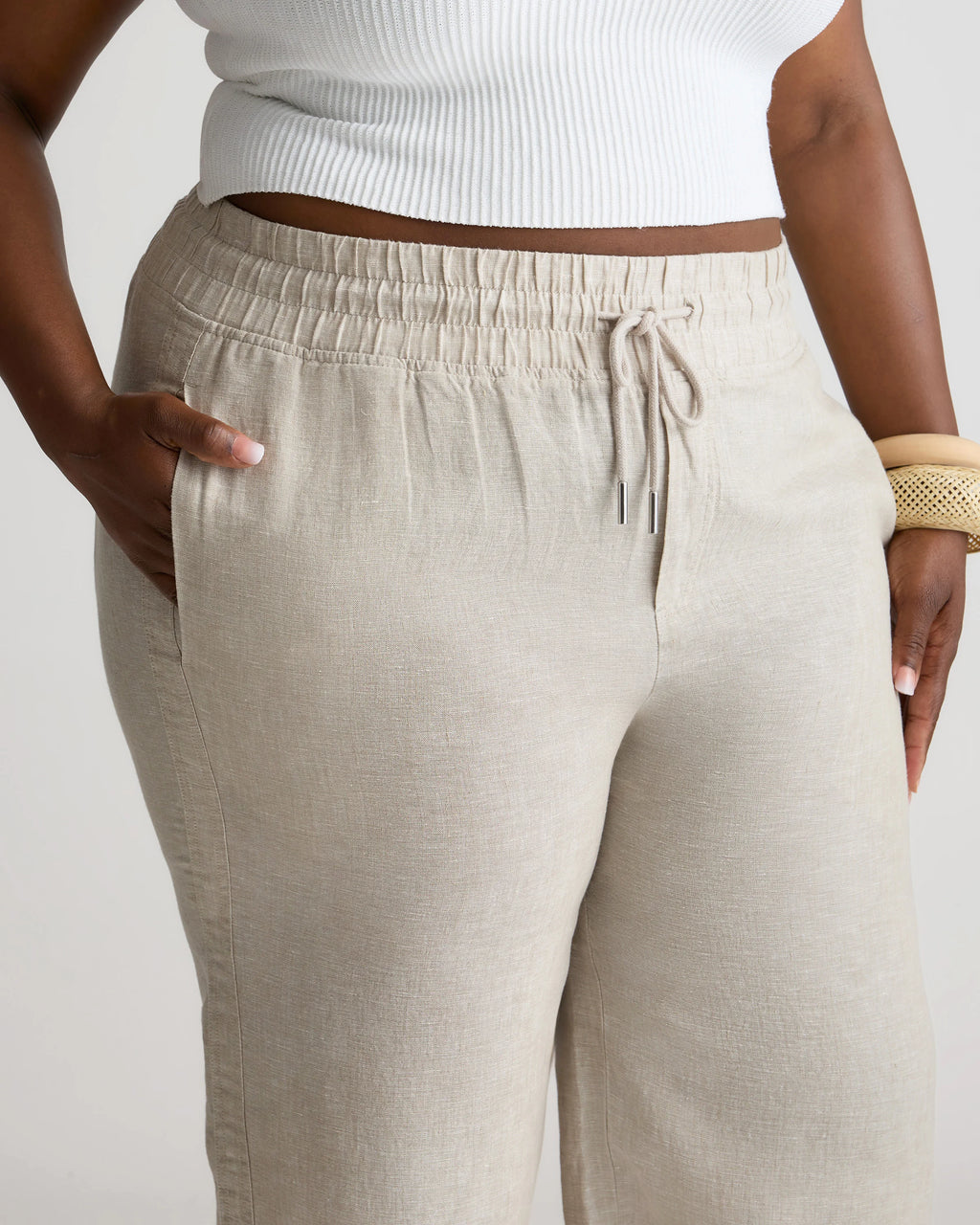 100% European Linen Wide Leg Pants - 1X / Black