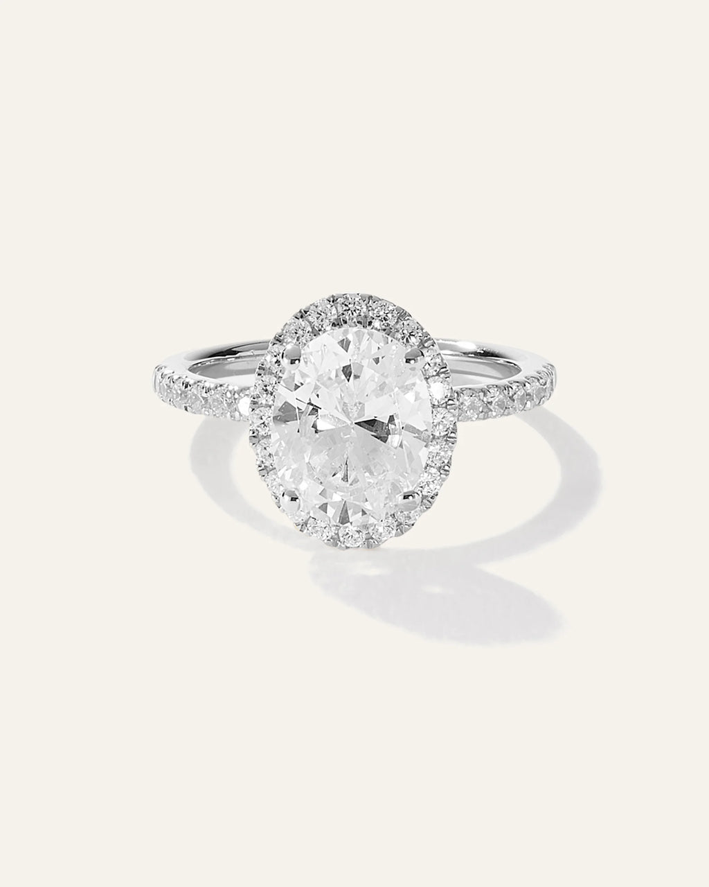 Lab Grown Diamond Oval Halo Pave Engagement Ring - 2ct - 4 / Yellow Gold