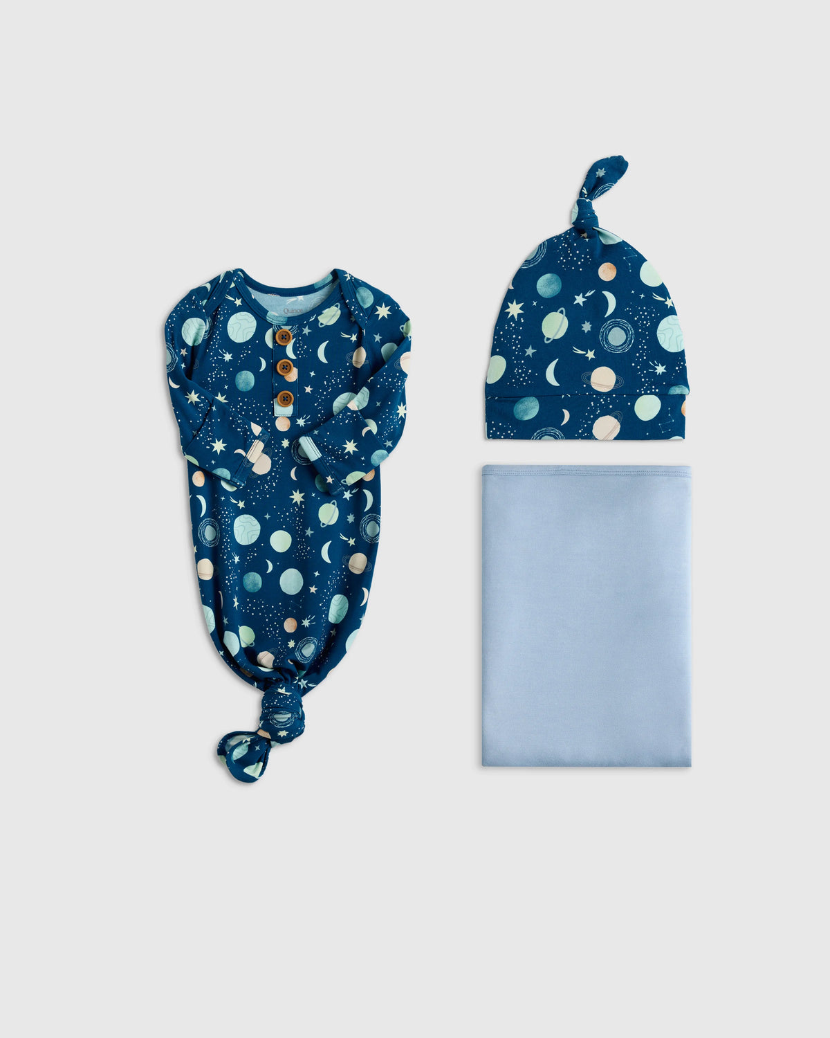 Bamboo Gown, Hat & Swaddle Layette Set - One Size / Celestial Dreams Main image