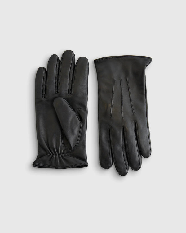 Cashmere Lined Leather Gloves - S / Black