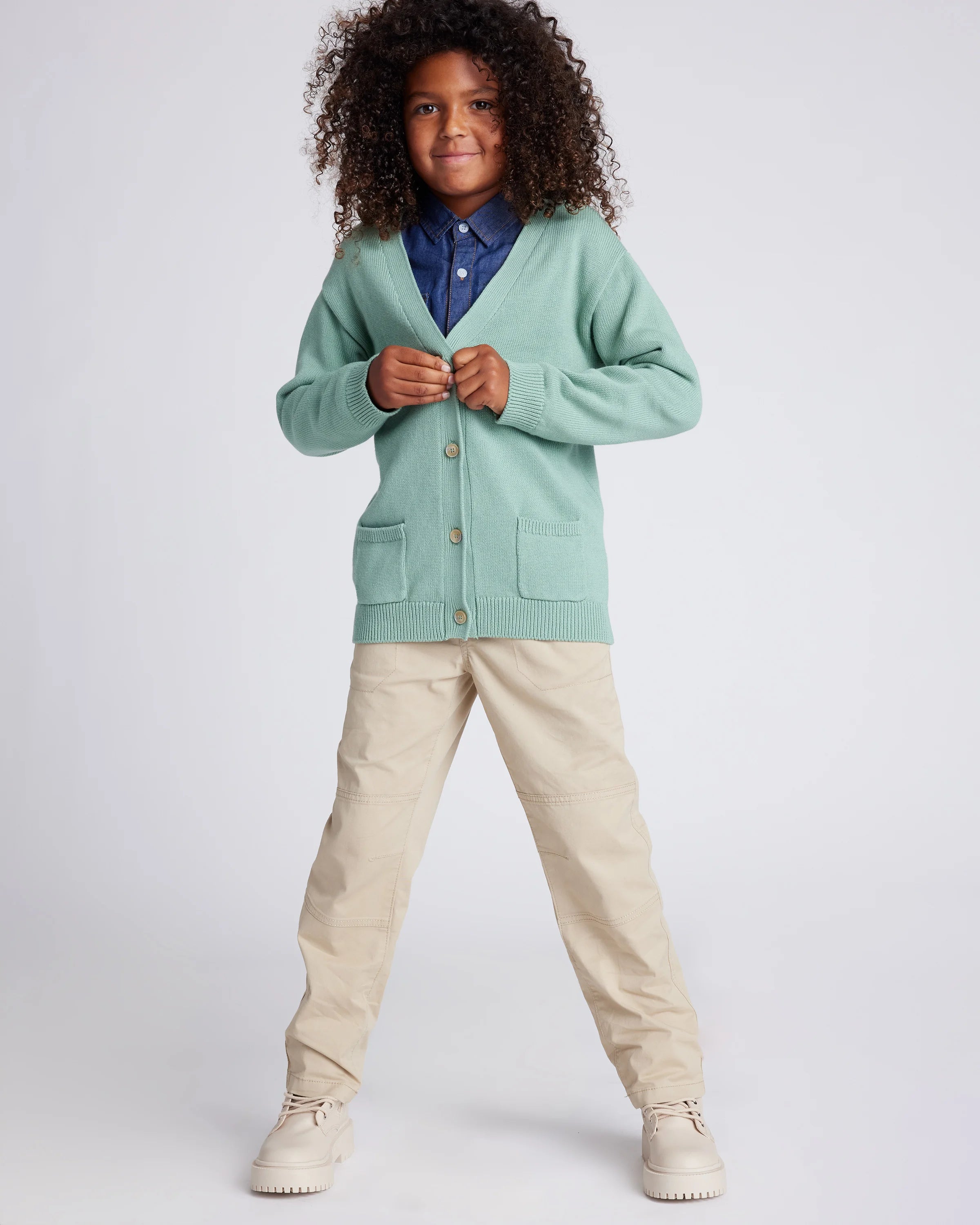 100% Organic Cotton Oversized V-Neck Cardigan 2-Pack - 6 / Grey/Granite Green Secondary image
