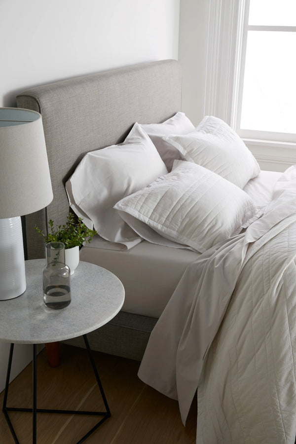 Organic Cotton Stripe Stitch Quilt Set - Twin / White