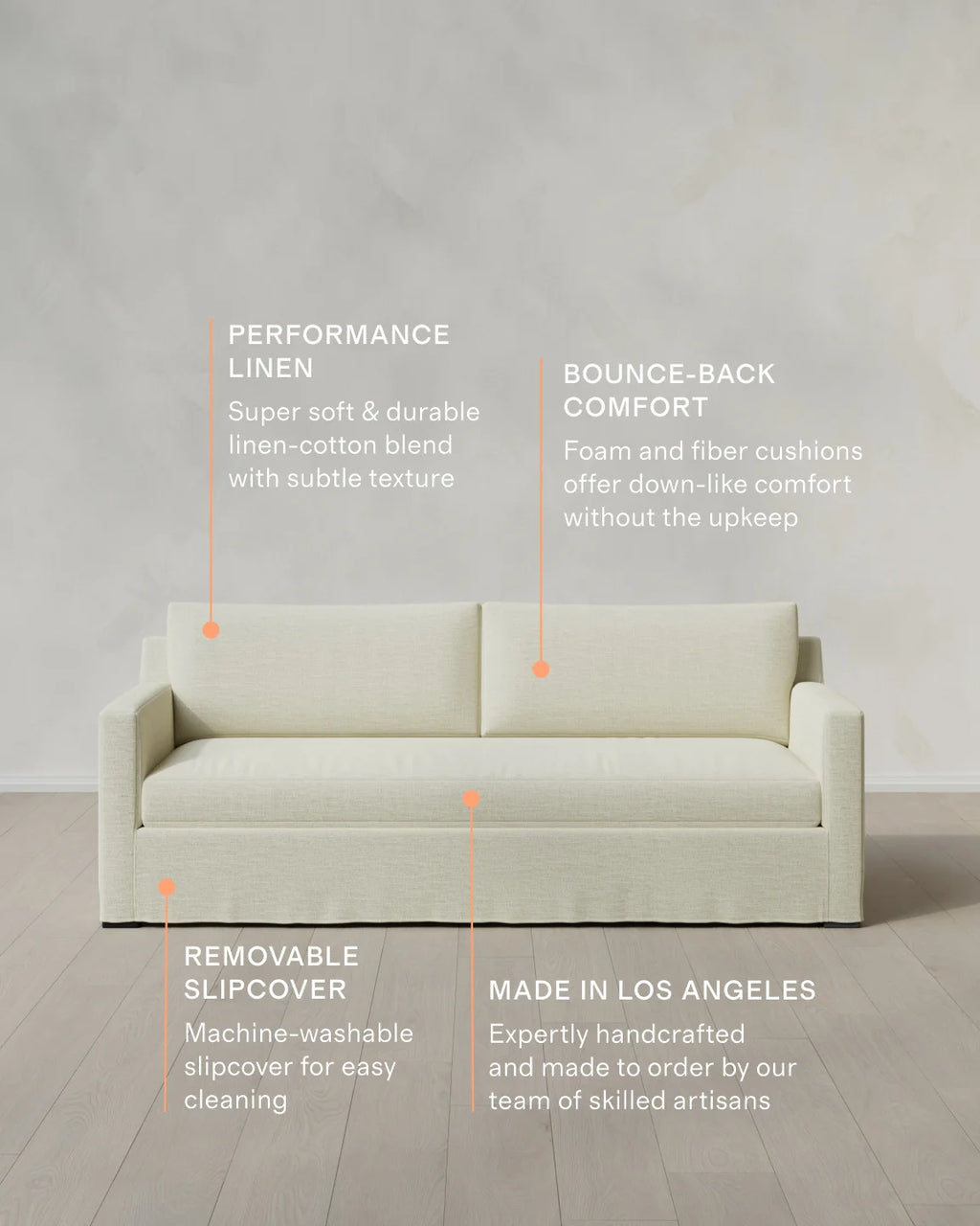 Ellery Slipcover Sofa in Performance Linen - 7ft / Sand