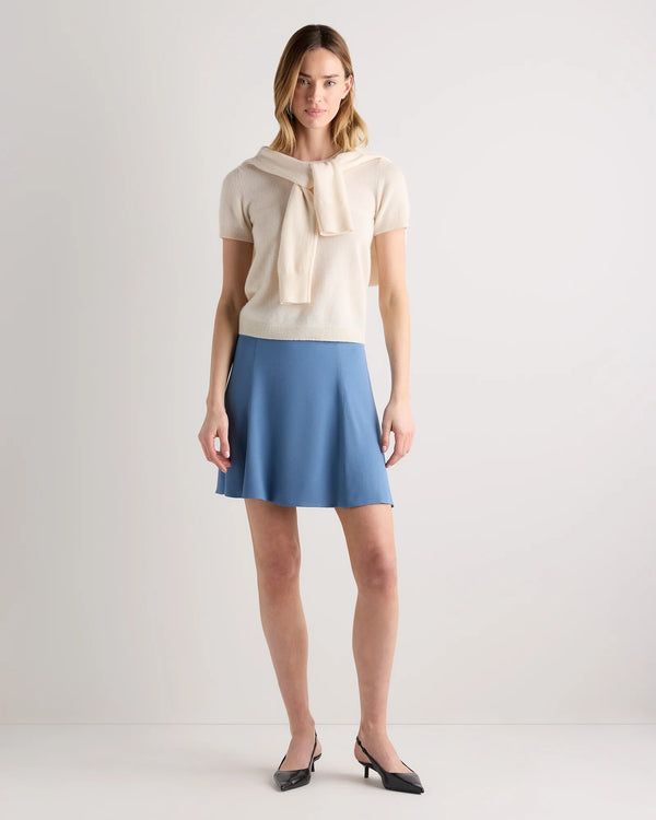 Lightweight Crepe A-Line Mini Skirt - XS / Moonstone Blue