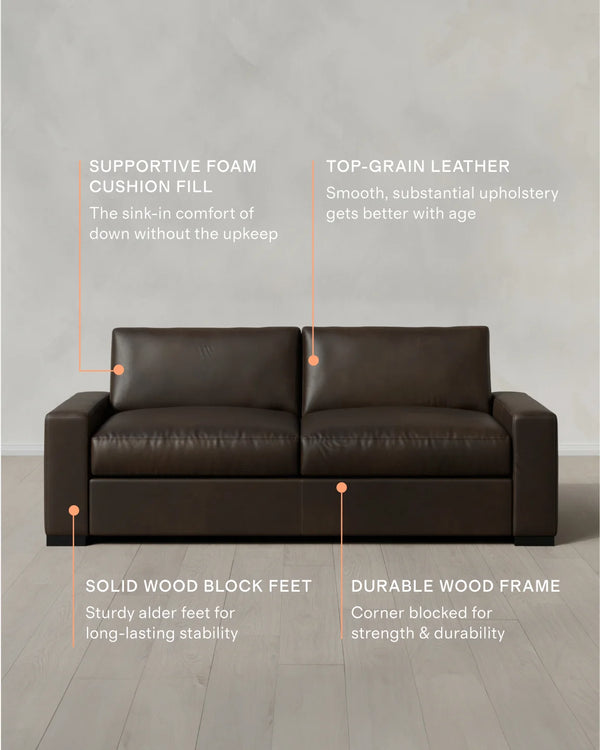Stillman Sofa in Leather - 7ft / Auburn