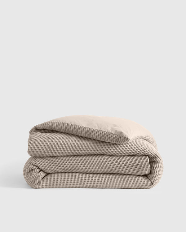 Organic Waffle Duvet Cover - Twin / White