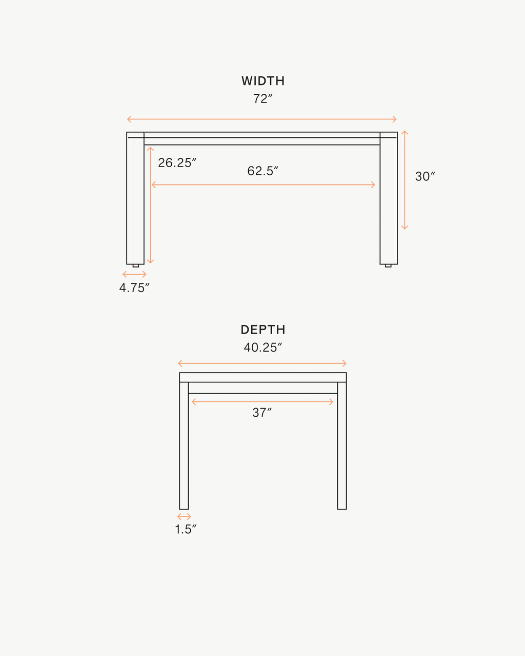 Linear Solid Teak Outdoor Dining Table - 72" / Natural Teak