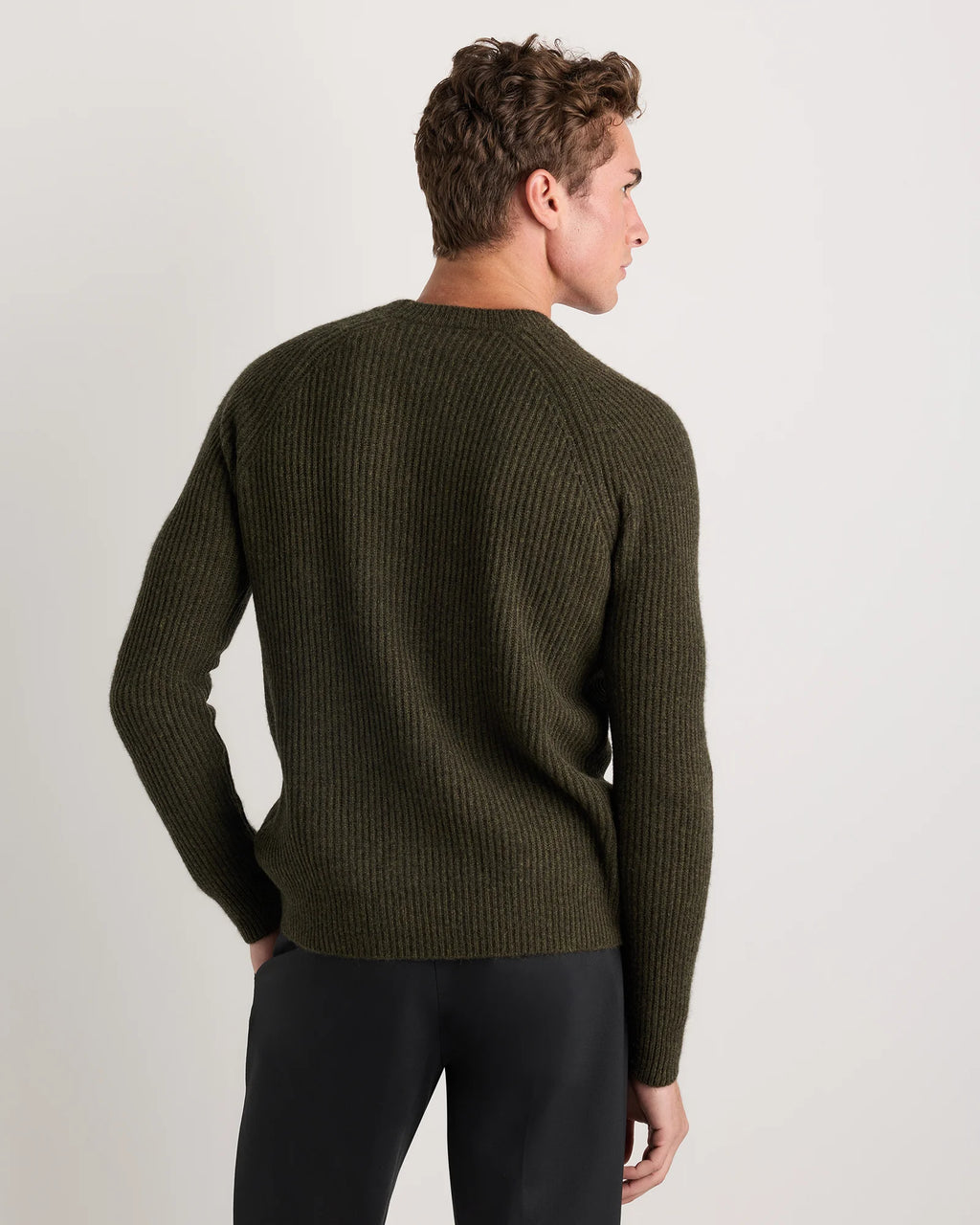 Mongolian Cashmere Fisherman Crewneck Sweater - S / Navy Marl