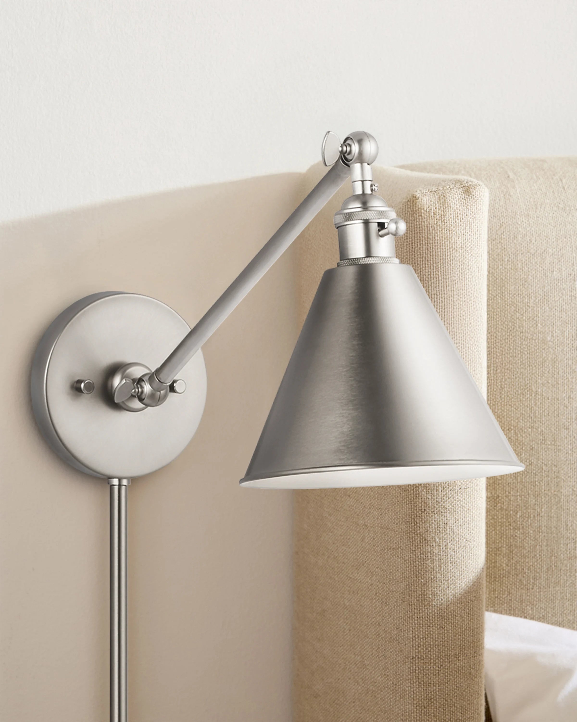 Articulating Single Arm Steel Wall Sconce - One Size / Silver Secondary image