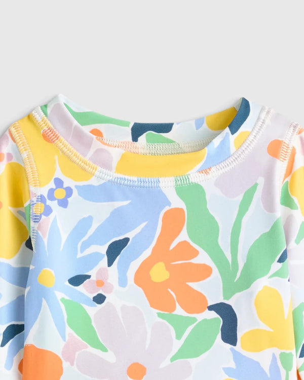 Long Sleeve Ruffle Rash Guard Two-Piece Swimsuit - 6-9M / Poolside Floral