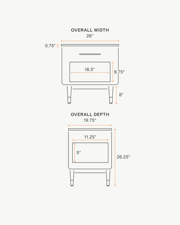 Fluted Wood and Genuine Marble Open Nightstand - One Size / Cream/Black