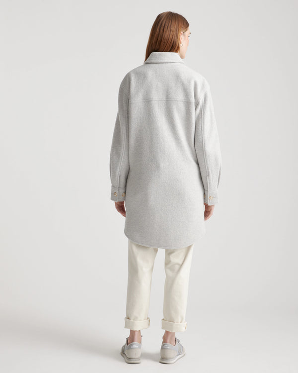 100% Merino Wool Long Shirt Jacket - XS / Heather Bone