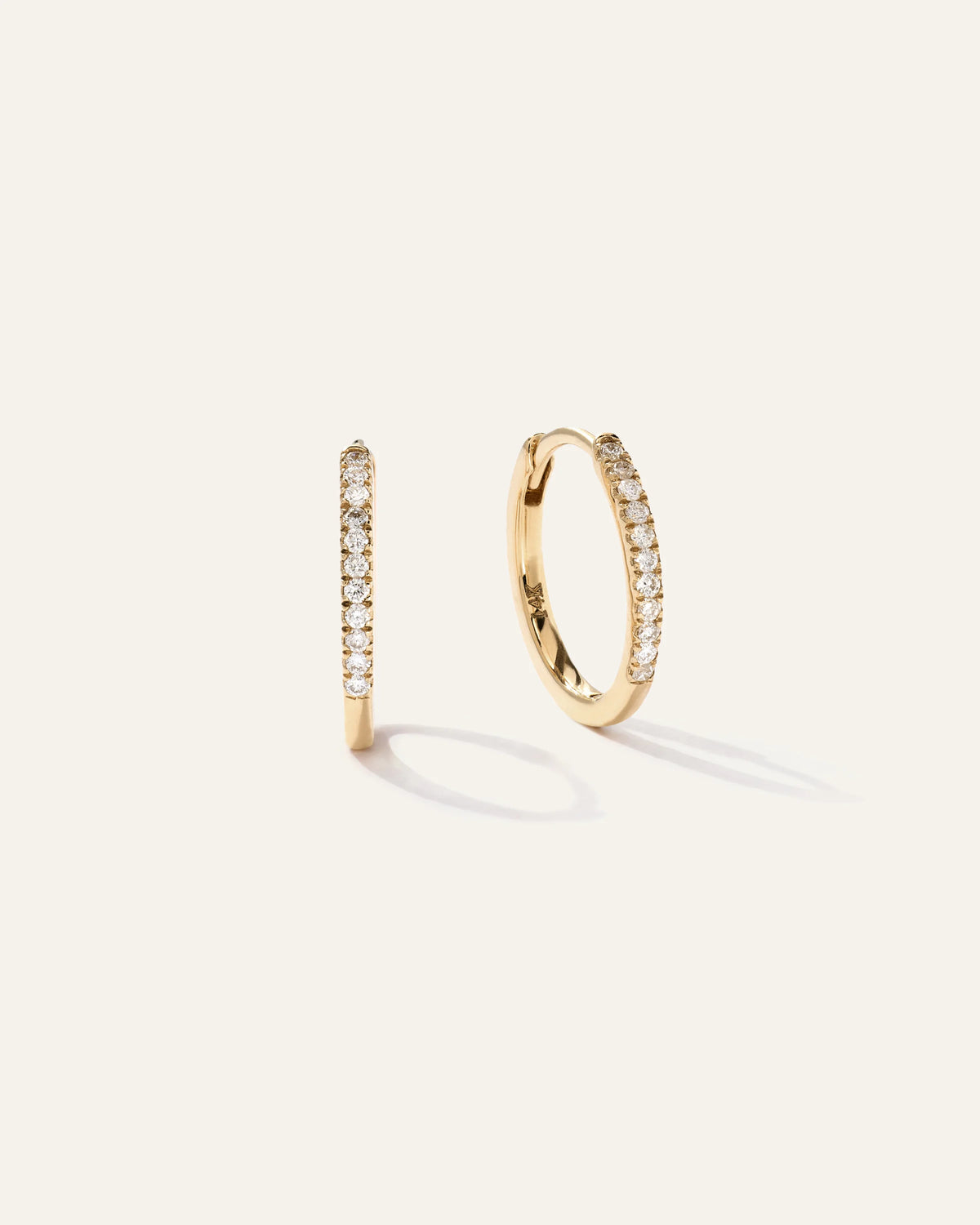 14K Gold Diamond Pave Hoops - One Size / Yellow Gold Main image