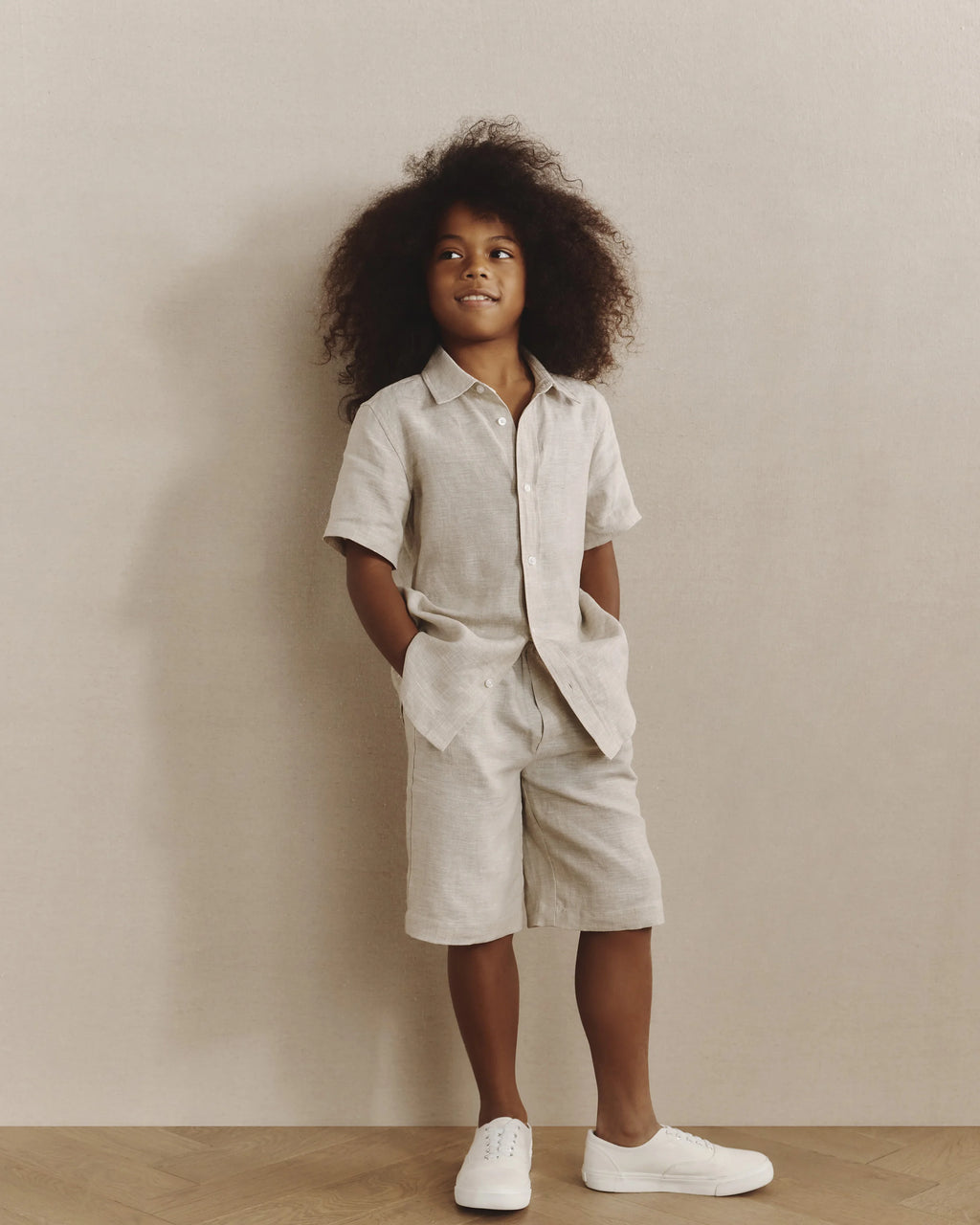 100% European Linen Short Sleeve Shirt - 6 / Flax