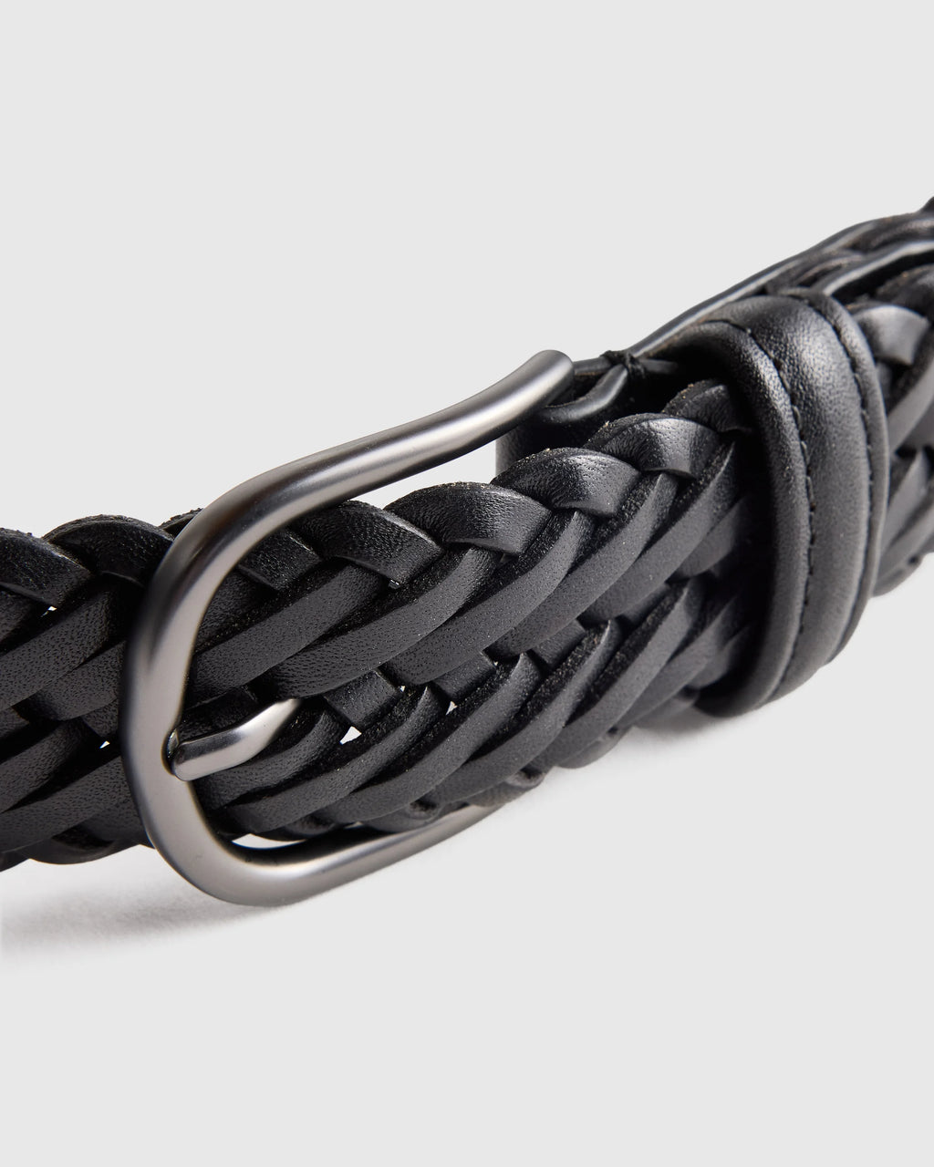 Jack Italian Leather Woven Belt - 30 / Hickory