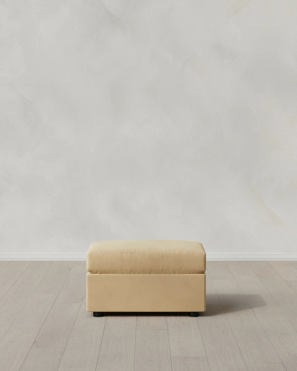 Brennan Ottoman in Performance Velvet - One Size / Taupe