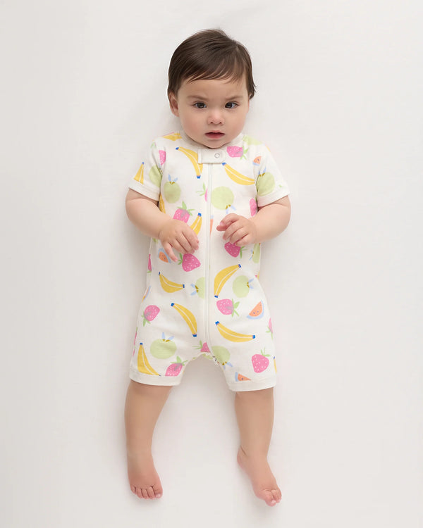 100% Organic Cotton Shortie Onesie Pajama - 0-3M / Animal Faces