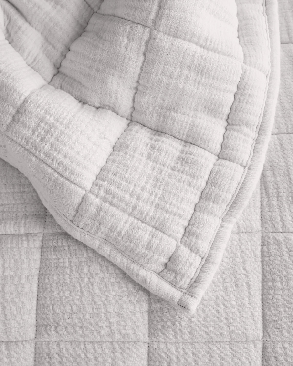Organic Cotton Gauze Box Quilt Set - Twin / Mineral