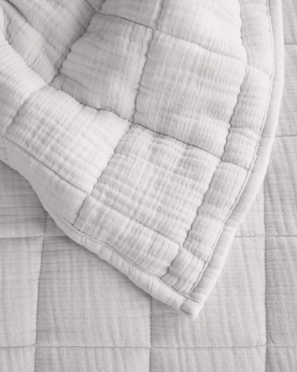 Organic Cotton Gauze Box Quilt Set - Twin / Mineral