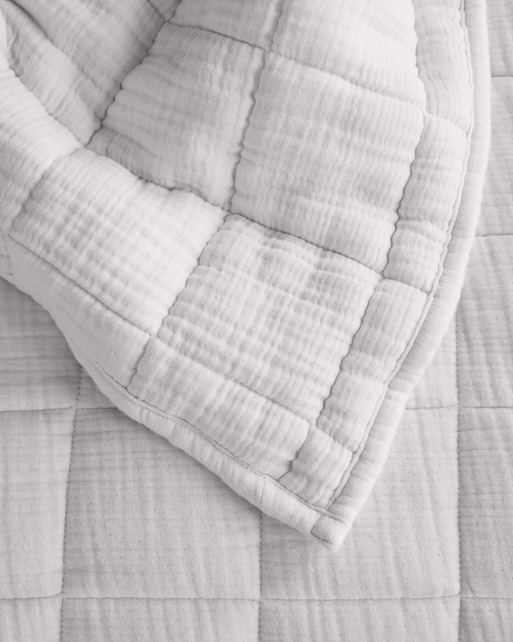 Organic Cotton Gauze Box Quilt - Twin / Mineral