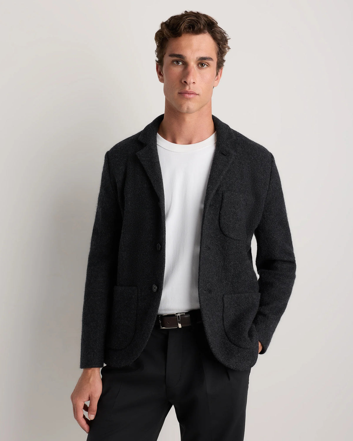 Boiled Wool Cashmere Blazer - S / Heather Charcoal Main image