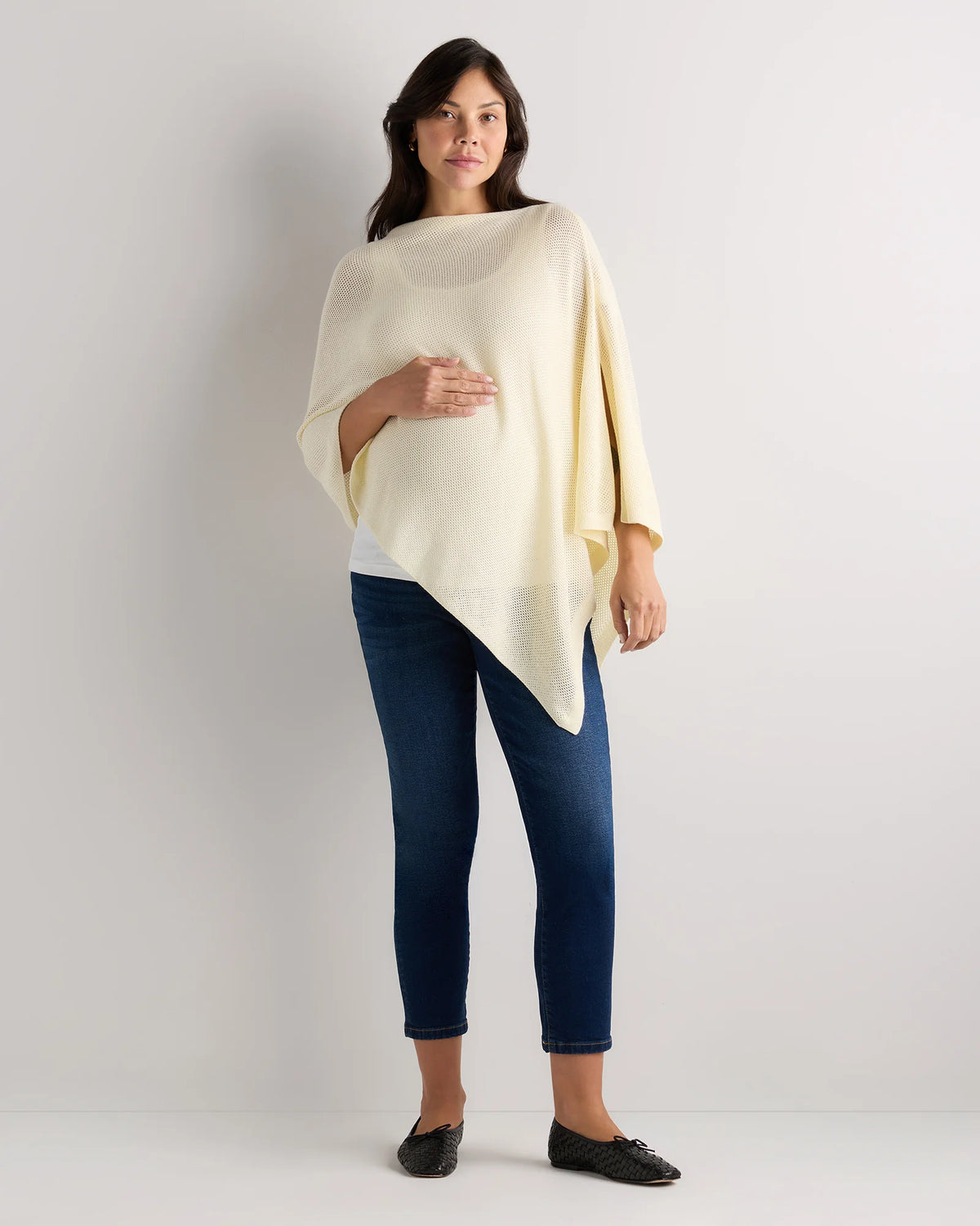 Lightweight Cotton Cashmere Nursing Shawl - One Size / Pale Custard Yellow Main image
