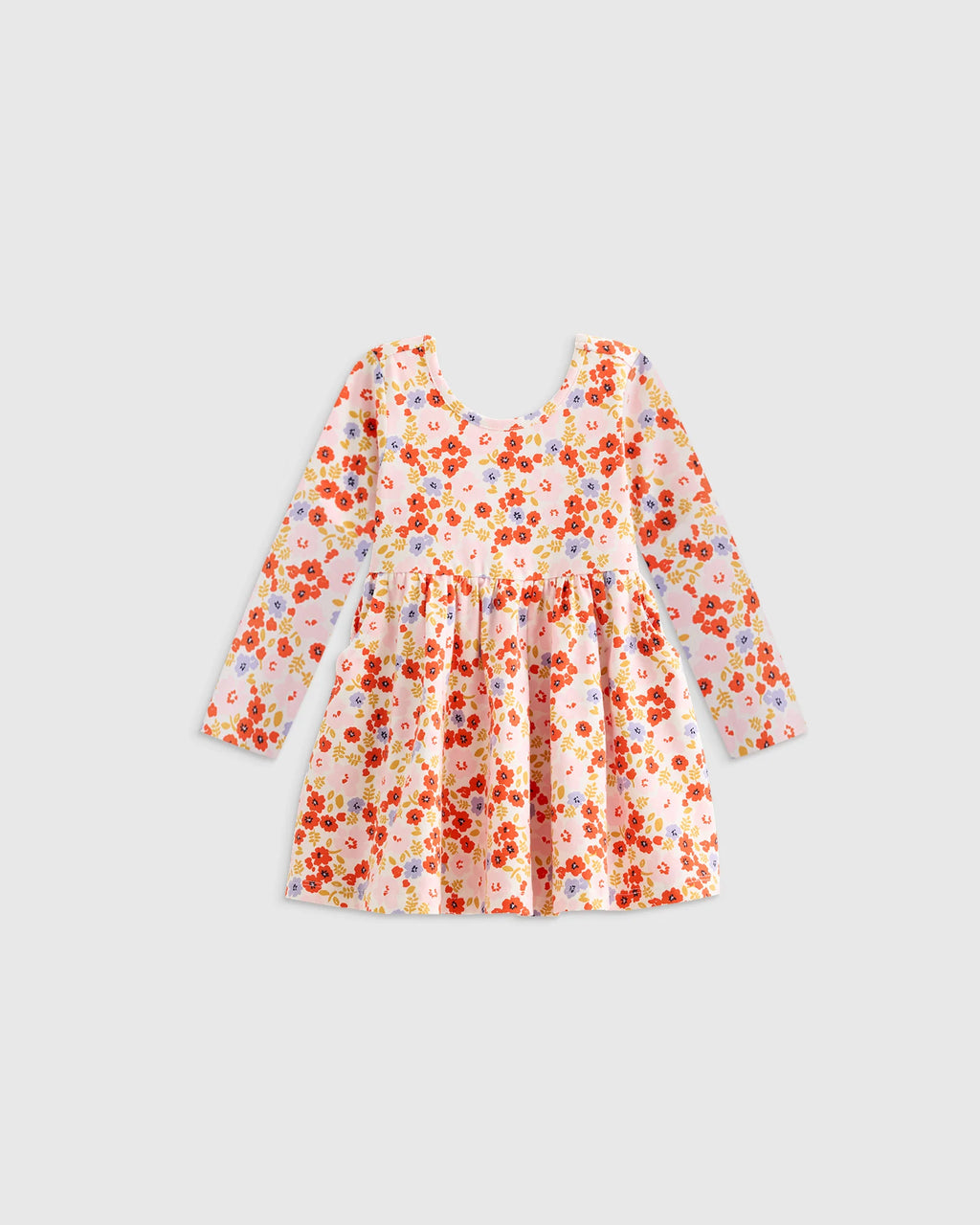 Organic Cotton Long Sleeve Skater Dress - 0-3M / Flower Buds
