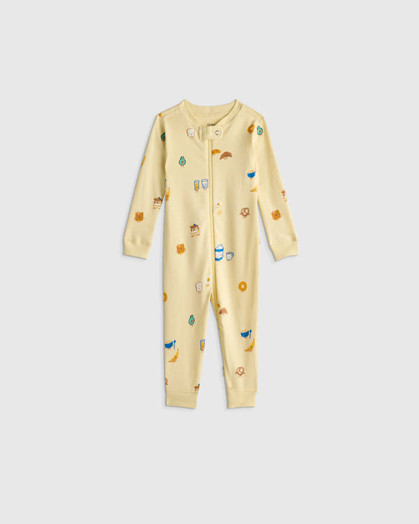 100% Organic Cotton One Piece Pajama - 0-3M / Navy Stripe