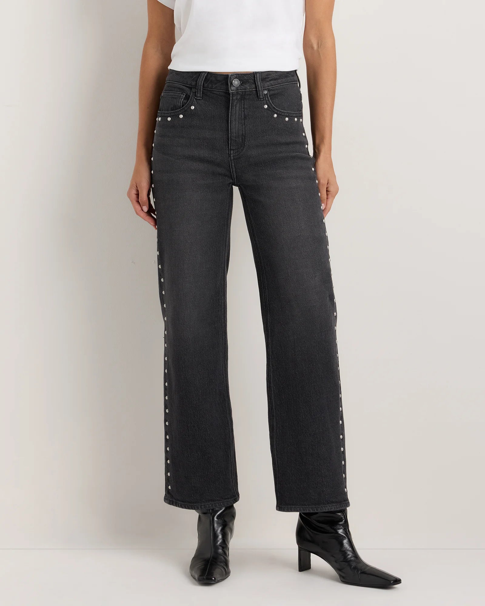 Bella Stretch Studded Relaxed Straight Jeans - 24 / Atlantic Blue Secondary image