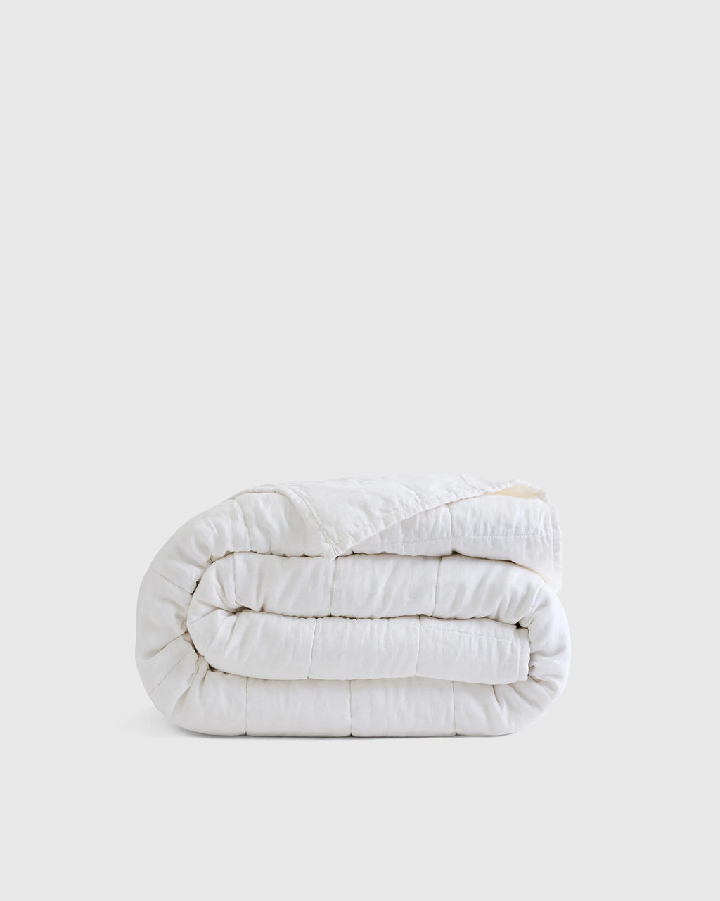 Lightweight European Linen Box Quilt - Twin / White