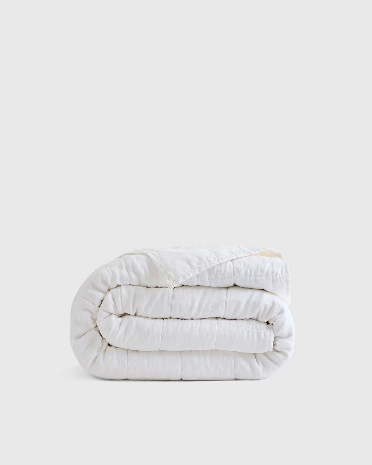 Lightweight European Linen Box Quilt - Twin / White Main image