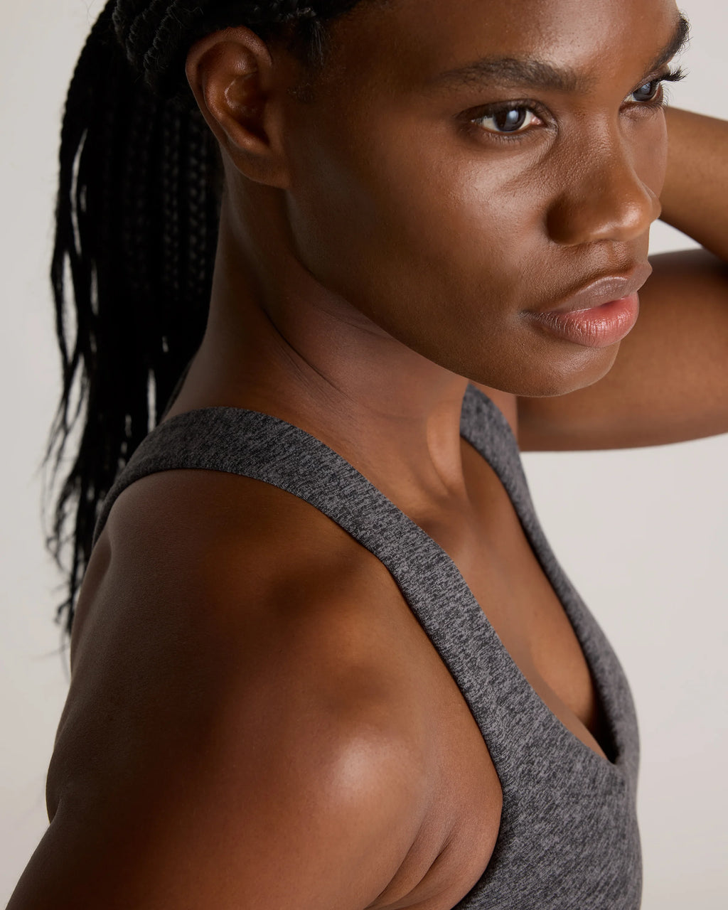 Ultra-Soft V-Neck Cropped Tank - XS / Heather Navy
