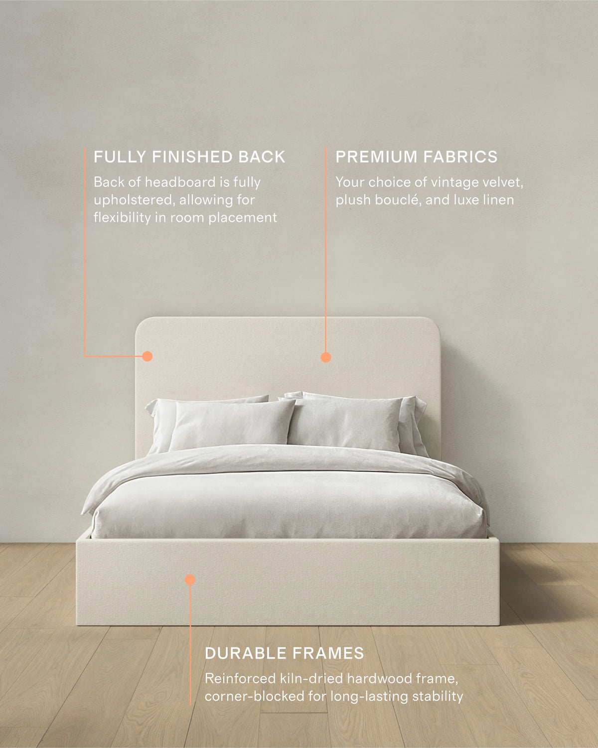 100% Linen Curved Bed - Full / Canvas