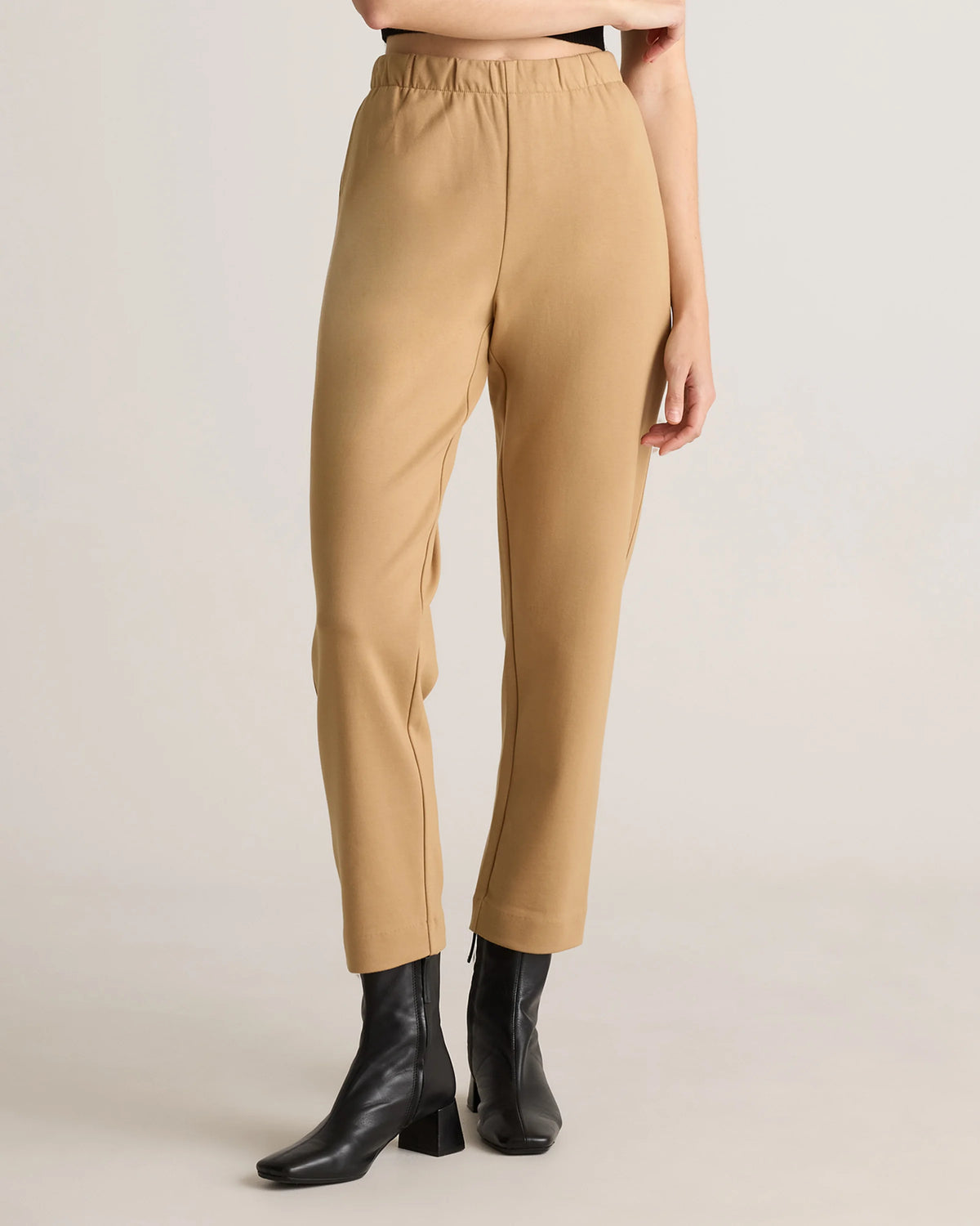 Organic Cotton Double Knit Straight Pants - XS / Soft Camel Main image