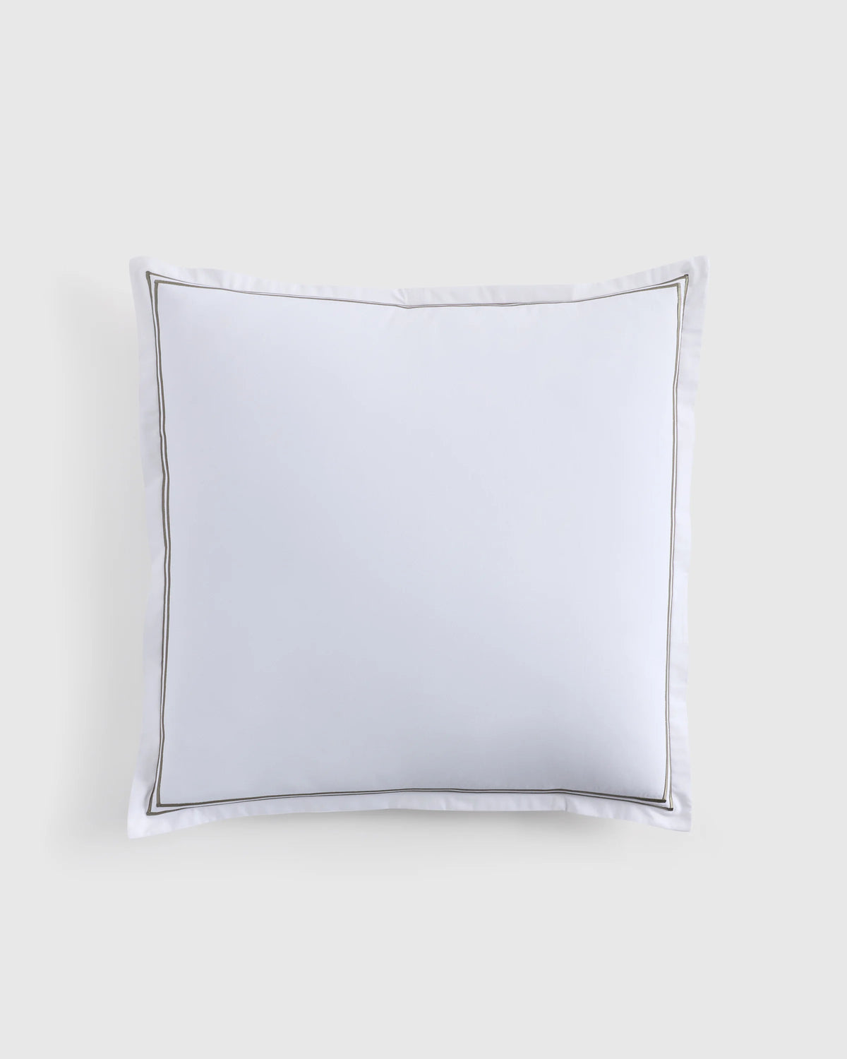 Organic Crisp Percale Embellished Euro Sham - Euro / White/Dusty Olive Main image