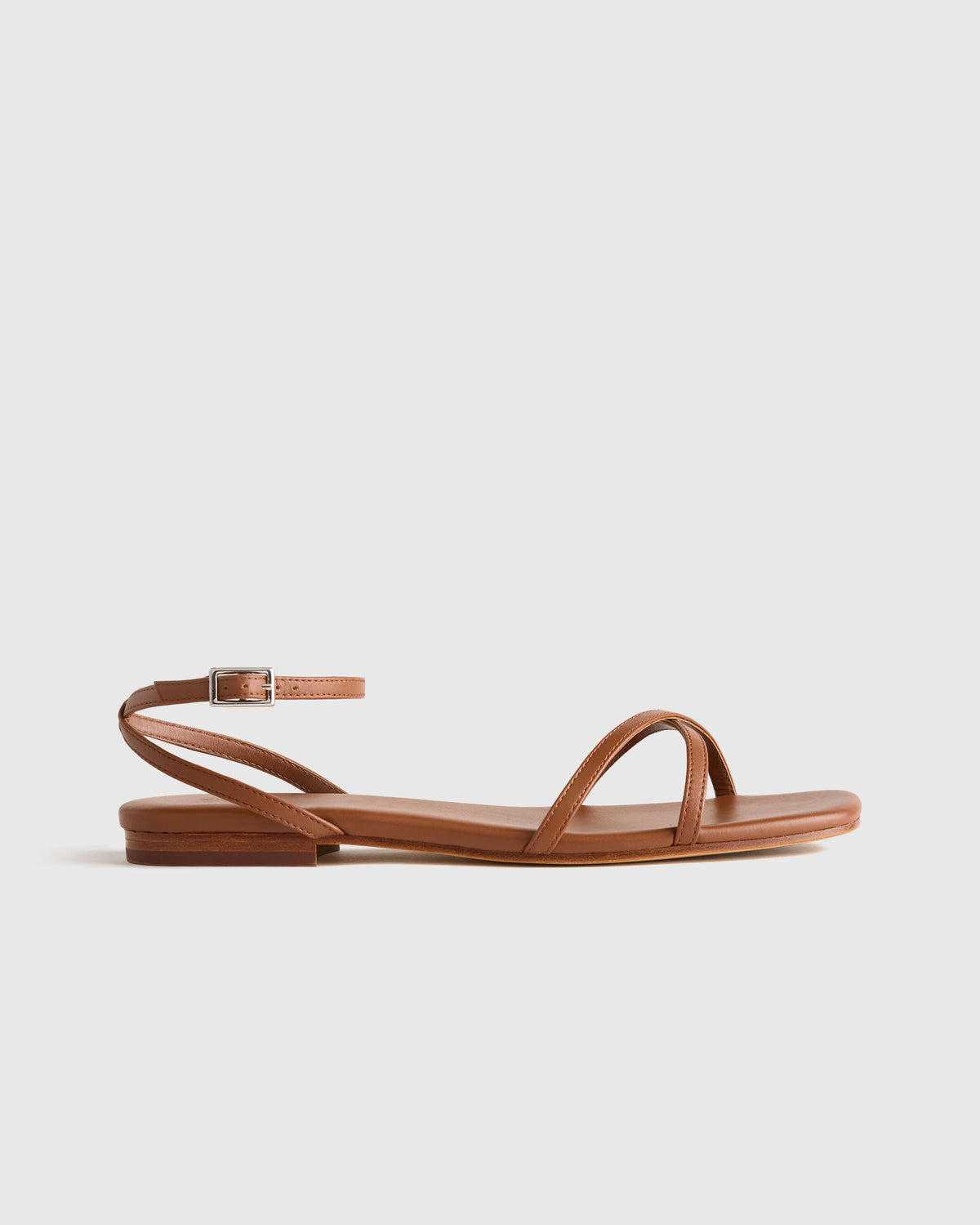 Italian Leather Ankle Strap Sandal - 5 / Cognac Main image