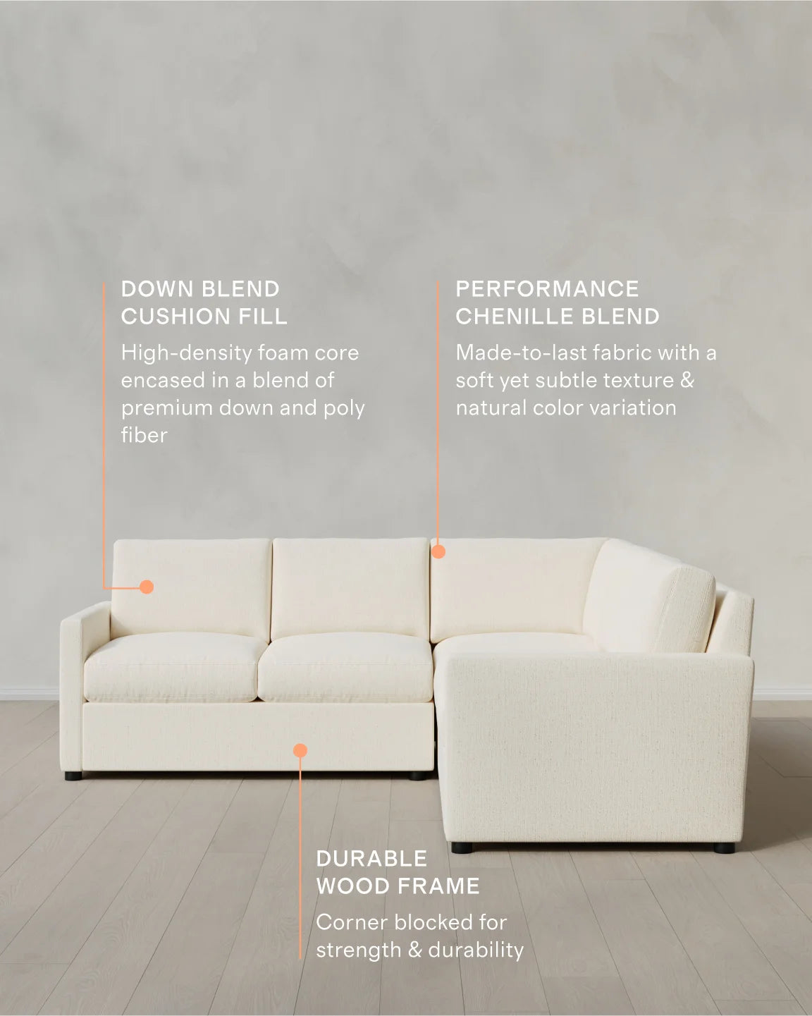 Brennan L Sectional in Performance Chenille Linen Blend - 99x99 / Snow Secondary image