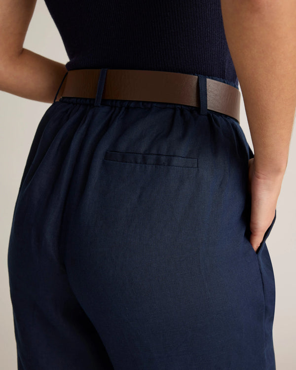 100% European Linen Pleated Trouser - 0 / Bayberry Olive