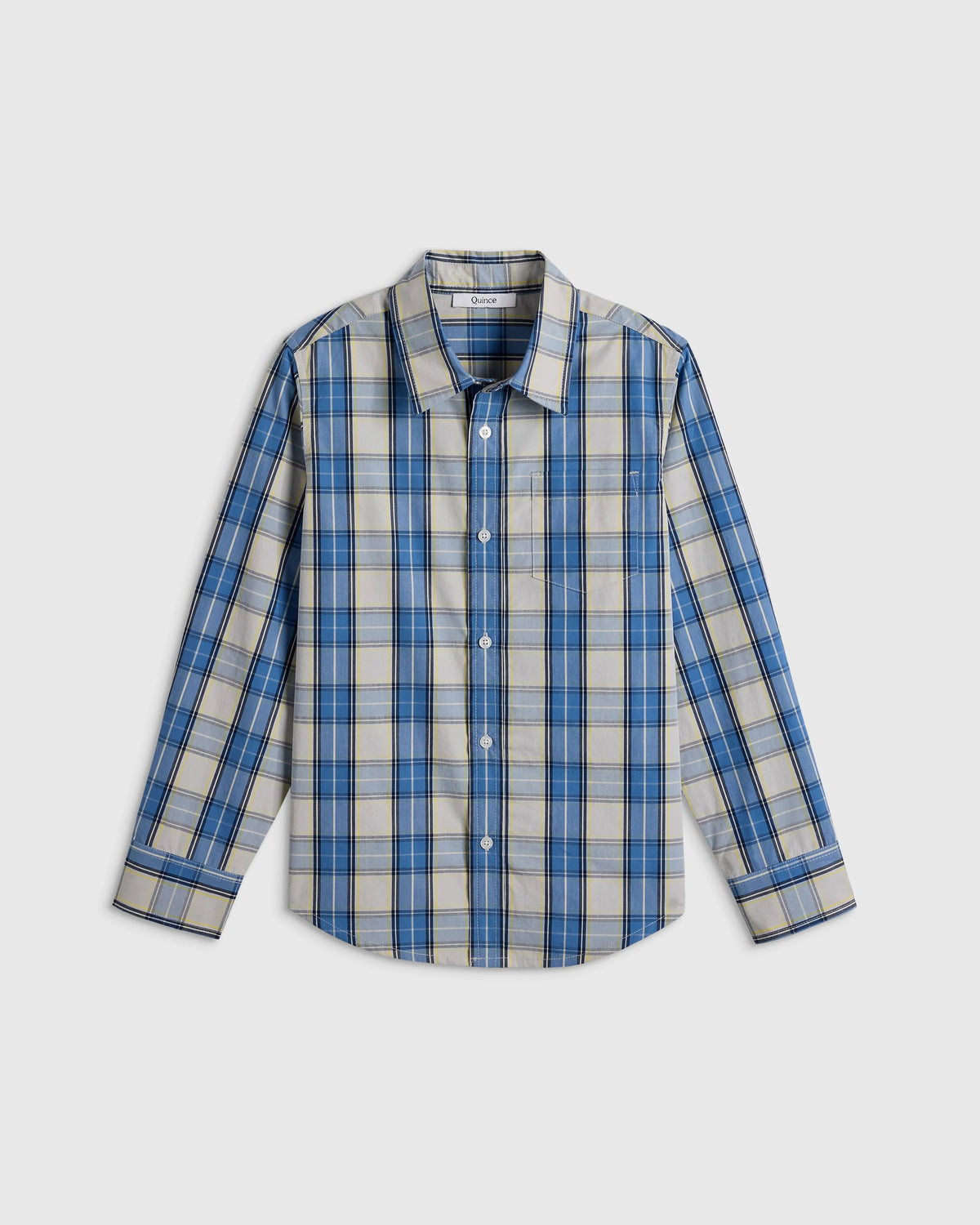 100% Cotton Poplin Printed Long Sleeve Button Down - 6 / Blue Multi Plaid Main image