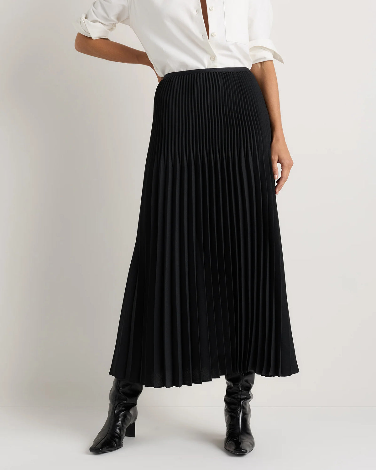 Pleated Matte Midi Skirt - XS / Coffee Bean Brown