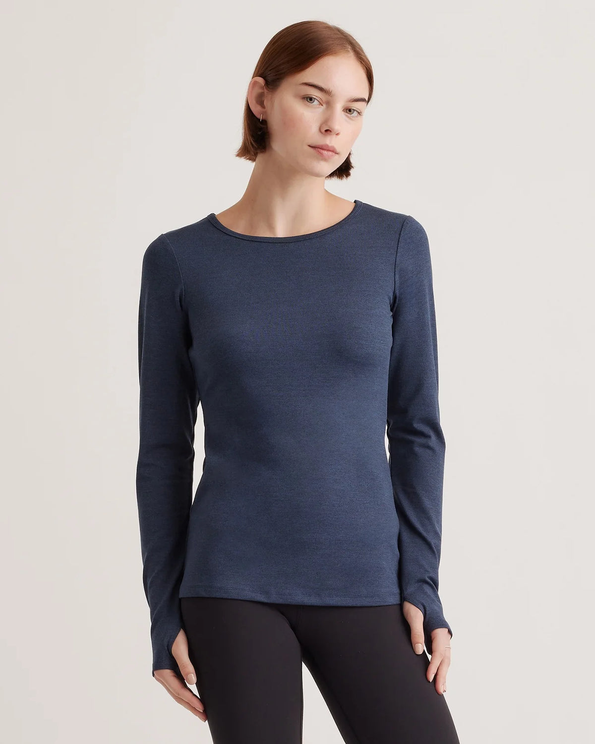 Ultra-Soft Fitted Long Sleeve Top - XS / Heather Navy Main image