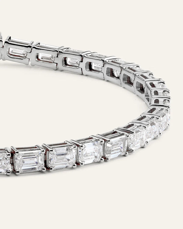 14K Gold Lab Grown Diamond East-West Emerald Tennis Bracelet - 10ctw - 6.5" / Yellow Gold