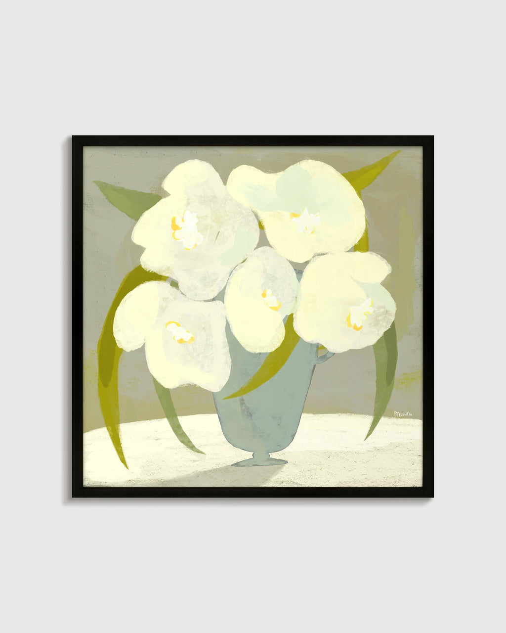 Vase with White Flowers by Marco Marella - 21.25"x21.25" / Oak