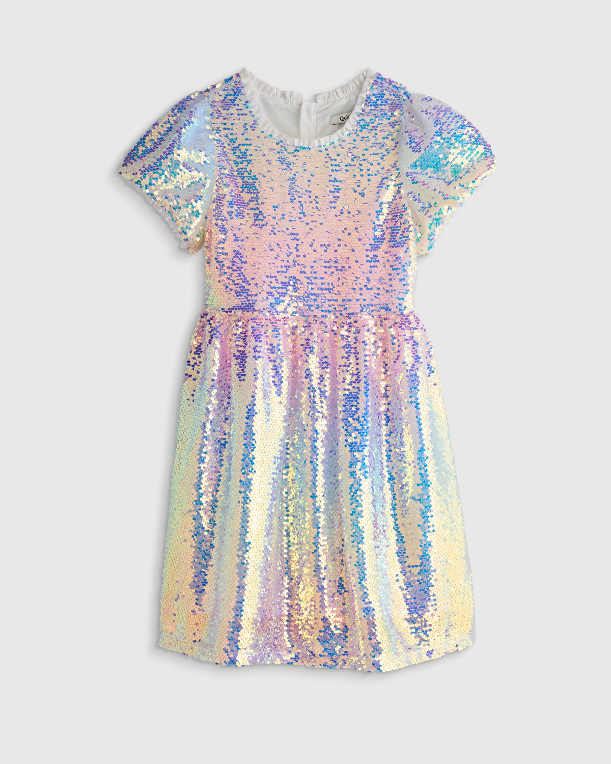 Sequin Flutter Sleeve Dress - 6 / Rainbow Sequins Main image