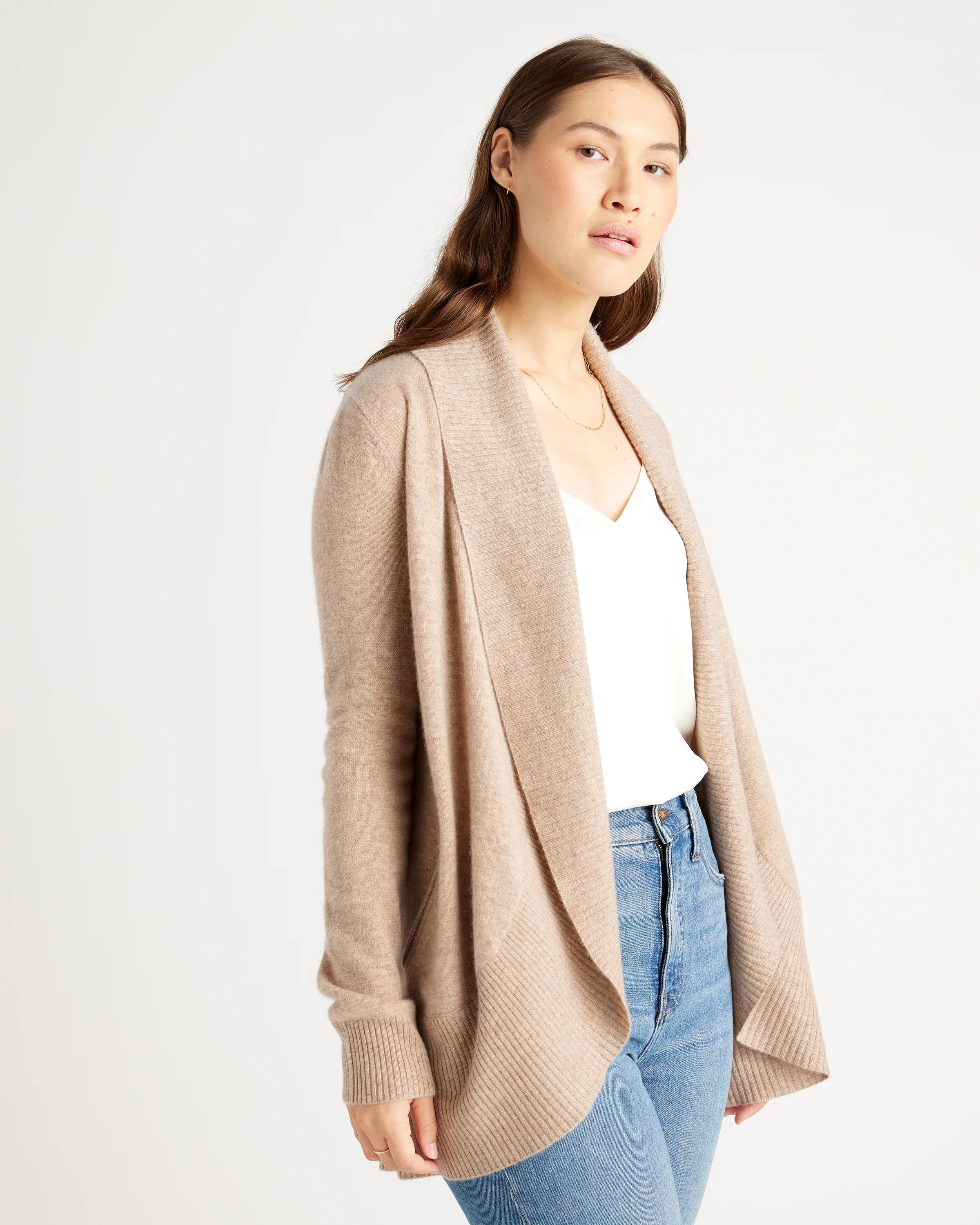 Mongolian Spring Cashmere Open Cardigan Sweater - XS / Oatmeal Secondary image