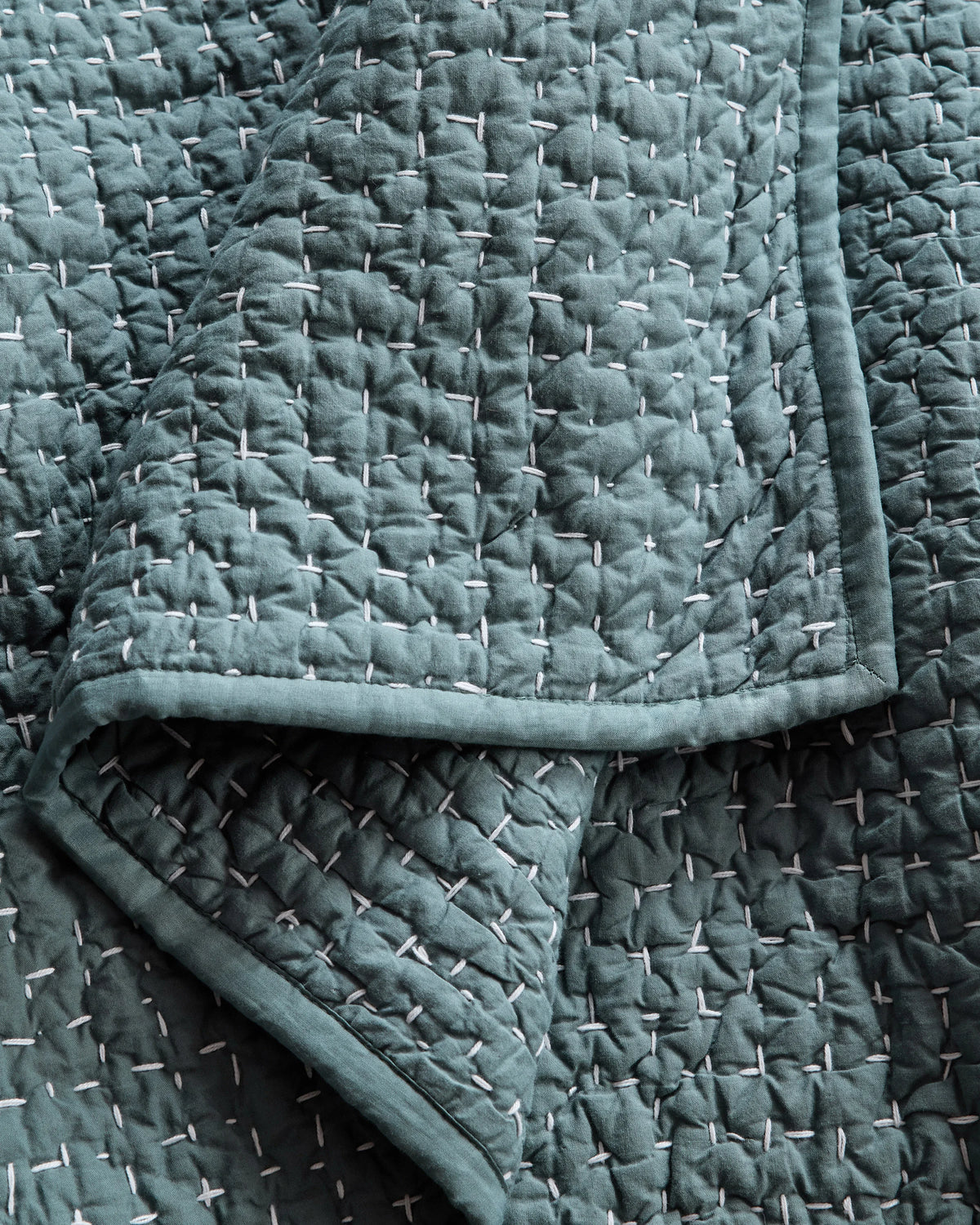 Organic Cotton Hand Stitched Quilt - Twin / Stone