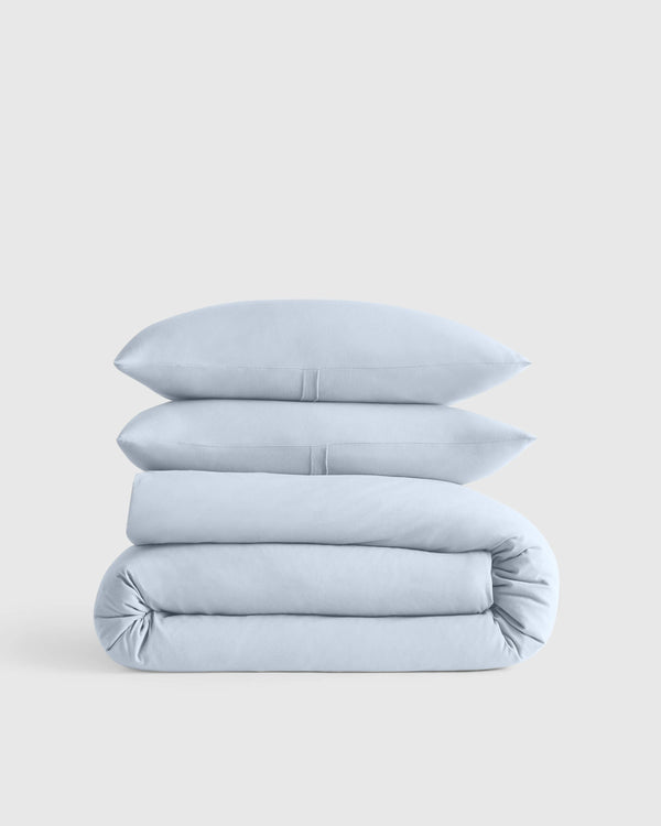 Organic Jersey Duvet Cover Set - Twin / Light Blue