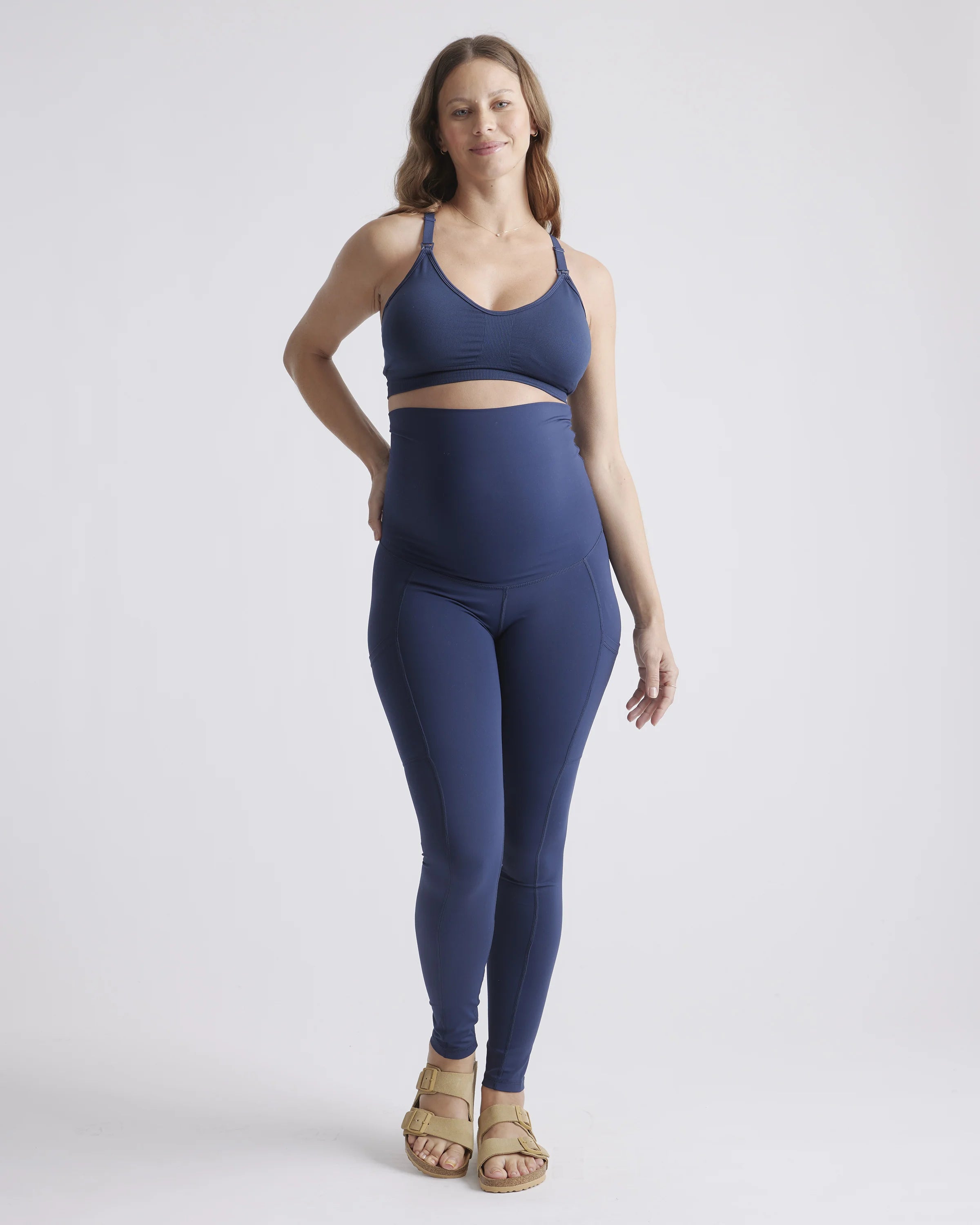 Seamless Low Impact Maternity & Nursing Sports Bra - XS / Navy Secondary image