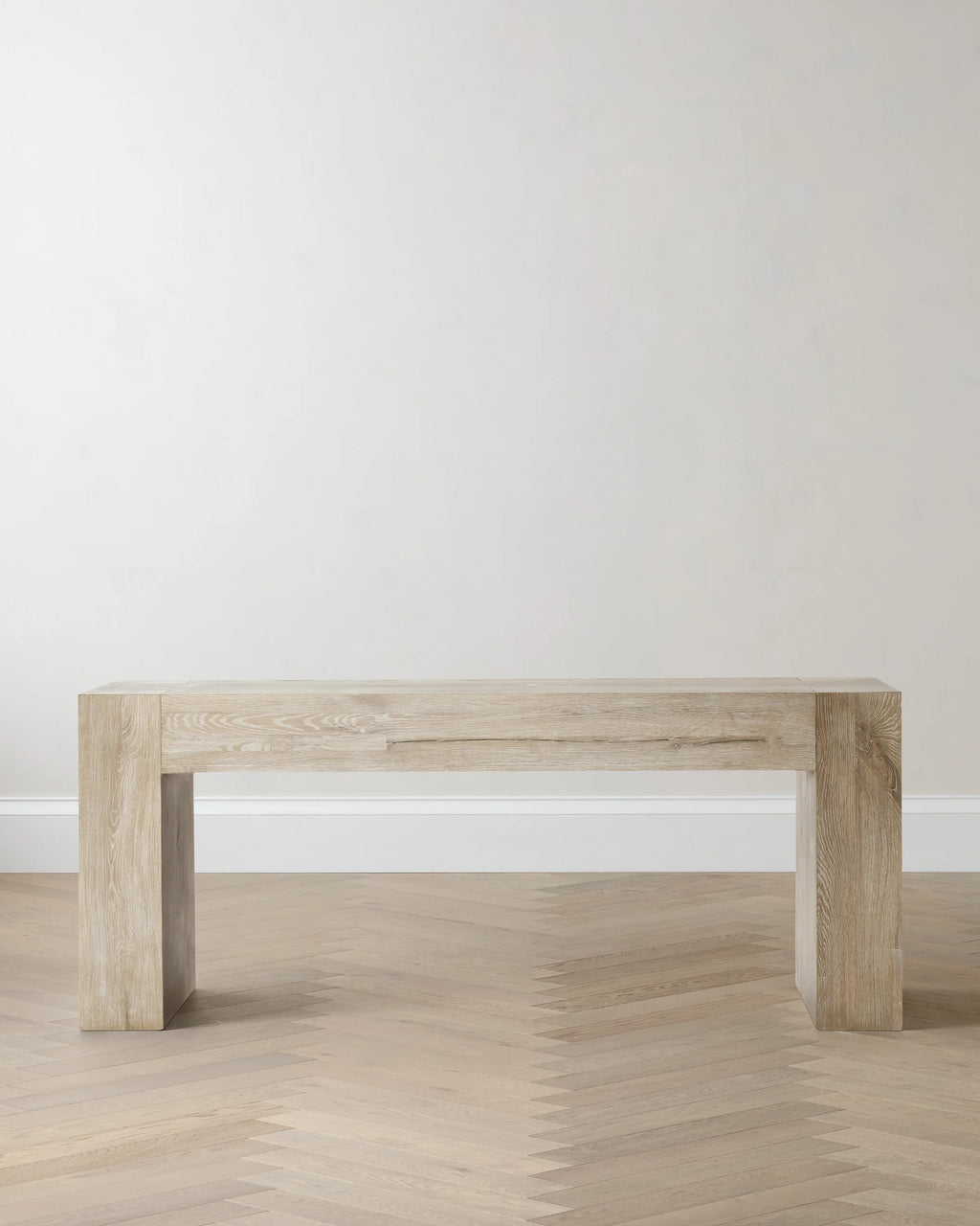 Reclaimed Oak Waterfall Console Table - One Size / Weathered Oak